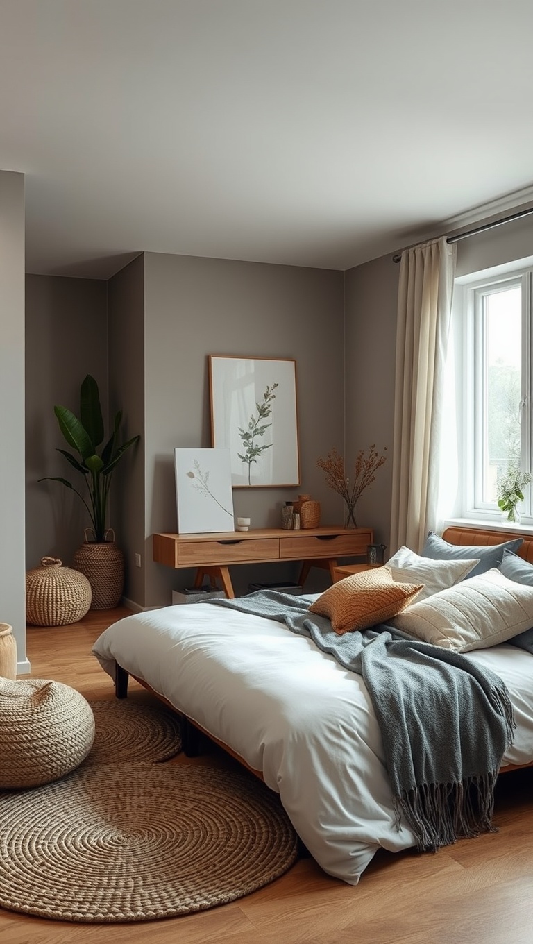 20 Cozy Ideas for a Natural Materials Bedroom - 4. Cozy Jute Rugs