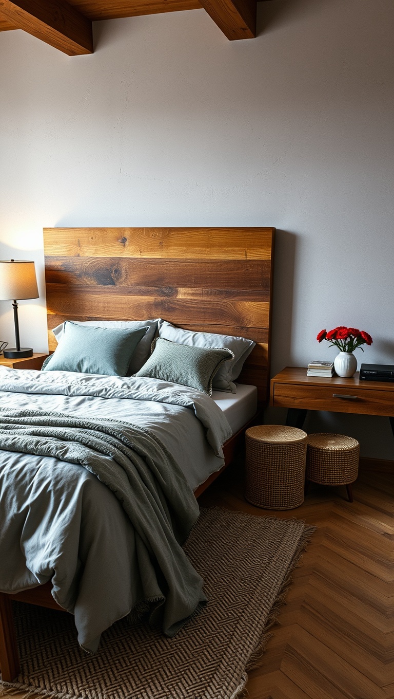 20 Cozy Ideas for a Natural Materials Bedroom - 9. Reclaimed Wood Headboards