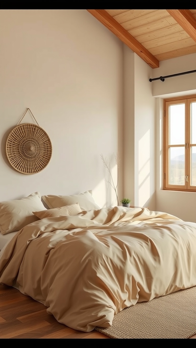 20 Cozy Ideas for a Natural Materials Bedroom - 20. Calming Color Palettes with Earth Tones