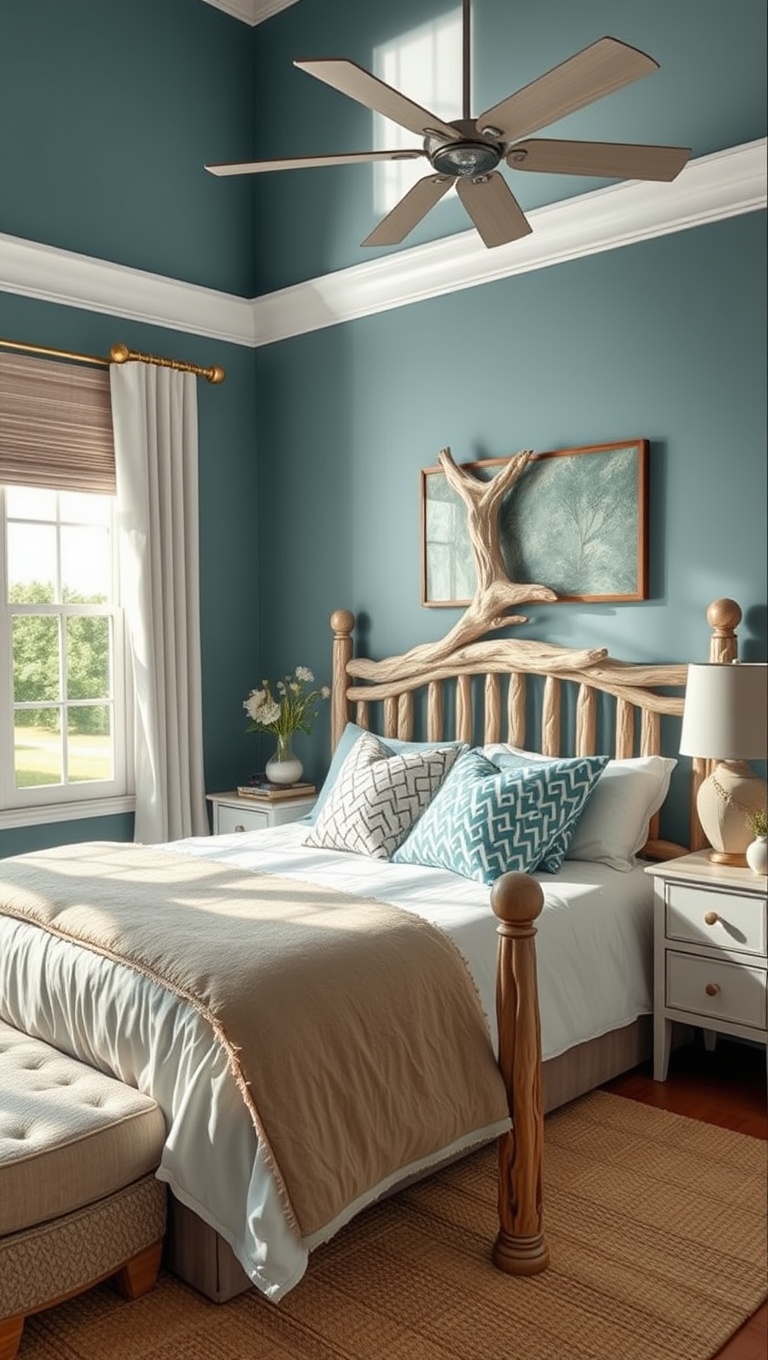 20 Nautical Bedroom Ideas to Make Waves in Your Decor - 4. Driftwood Decor: Incorporate Natural Elements