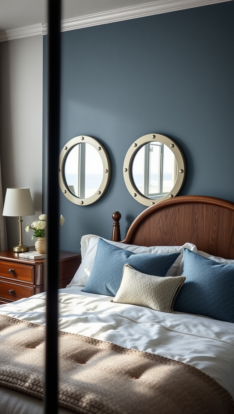 20 Nautical Bedroom Ideas to Make Waves in Your Decor - 13. Porthole Mirrors: Round and Fun Reflections