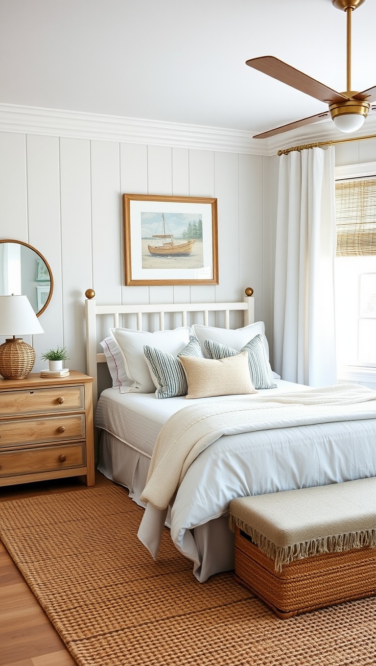 20 Nautical Bedroom Ideas to Make Waves in Your Decor - 17. Beachy Rugs: Jute or Sea Grass Options