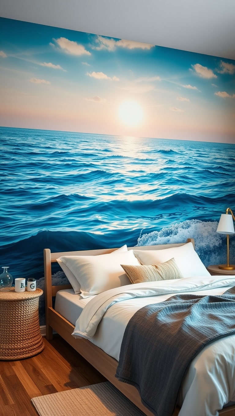 20 Nautical Bedroom Ideas to Make Waves in Your Decor - 9. Ocean-Inspired Murals: Paint a Seascape