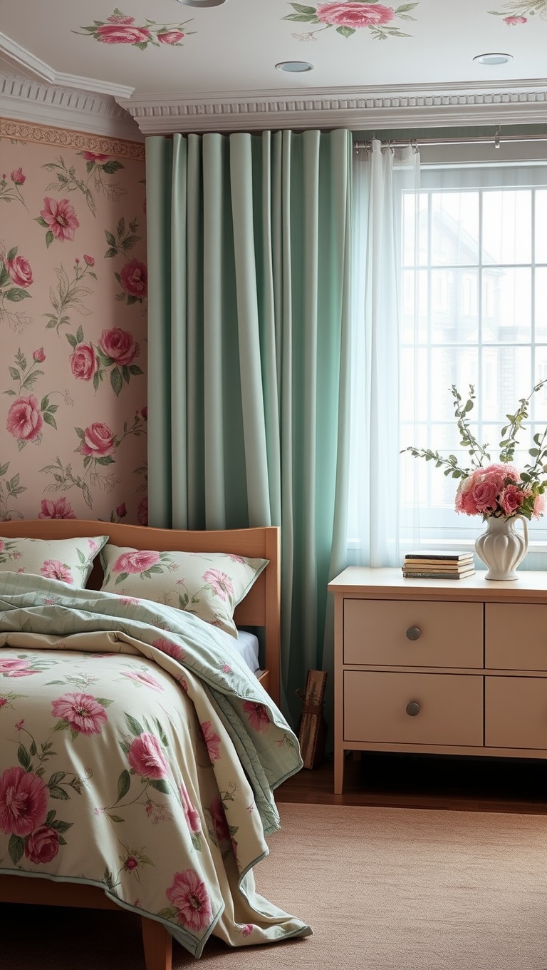 20 Dreamy Ideas for Pastel Color Bedrooms - 12. Floral Pastel Patterns: Bring Nature Indoors