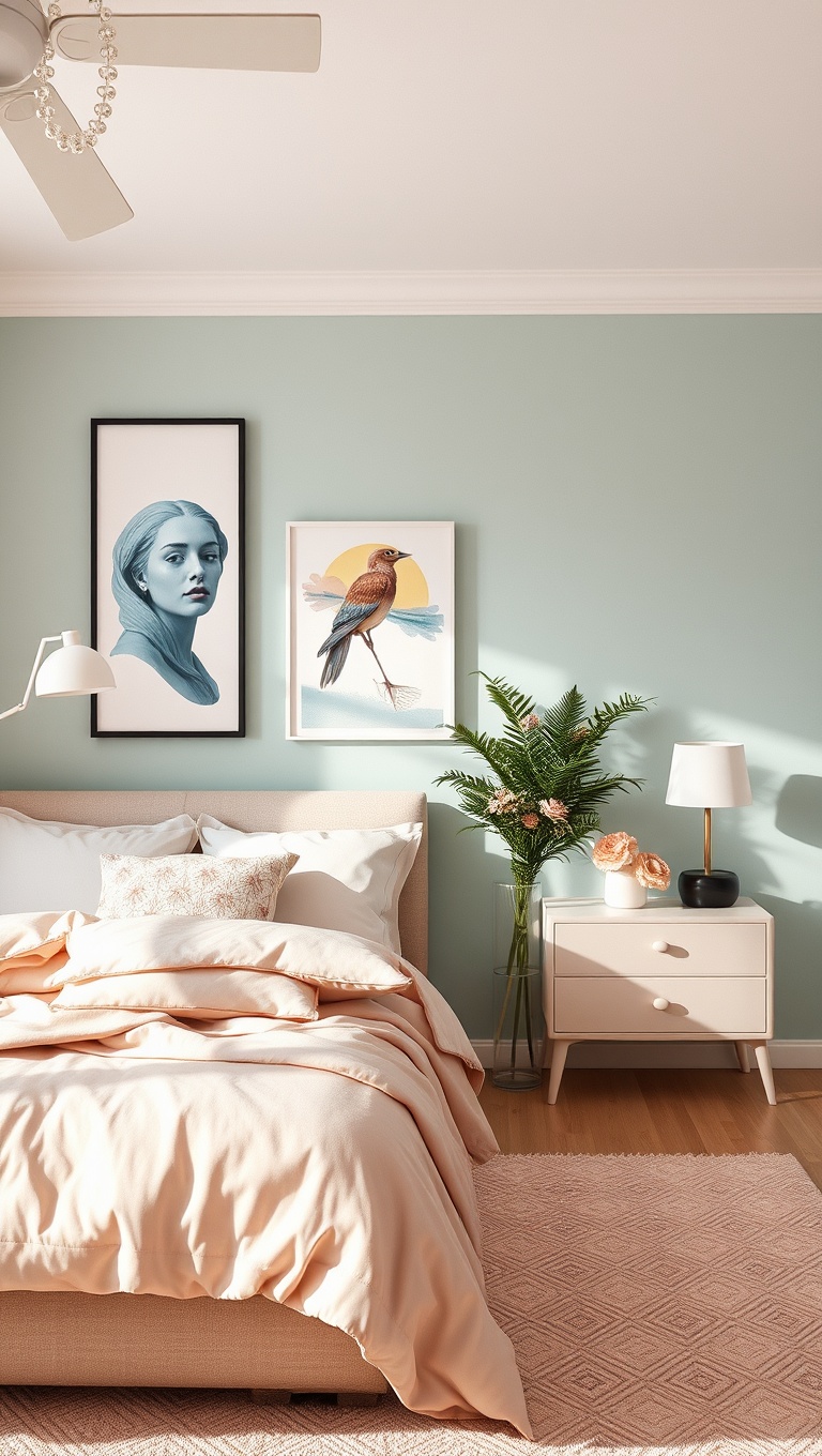 20 Dreamy Ideas for Pastel Color Bedrooms - 14. Accent Pieces: Pastel Art and Decor Items