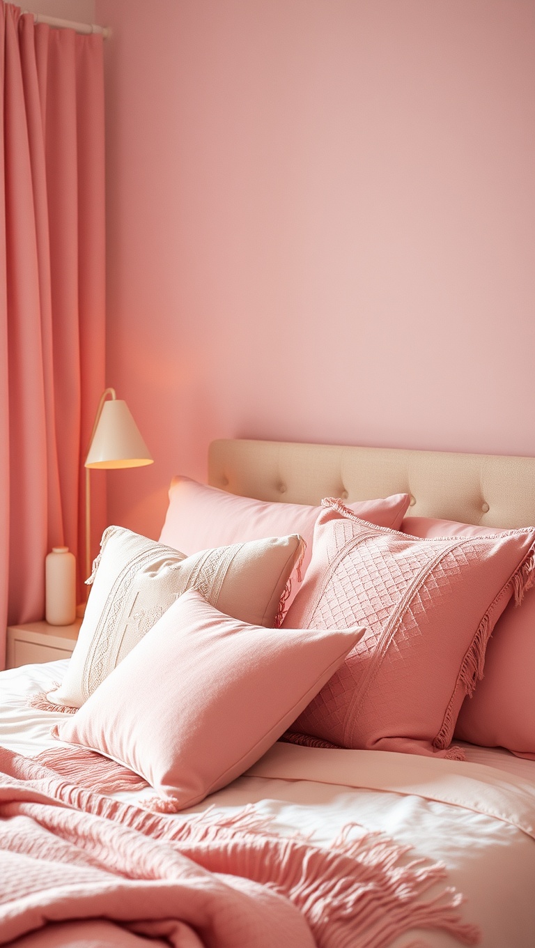 20 Dreamy Ideas for Pastel Color Bedrooms - 10. Cozy Pastel Textiles: Pillows and Throws that Pop