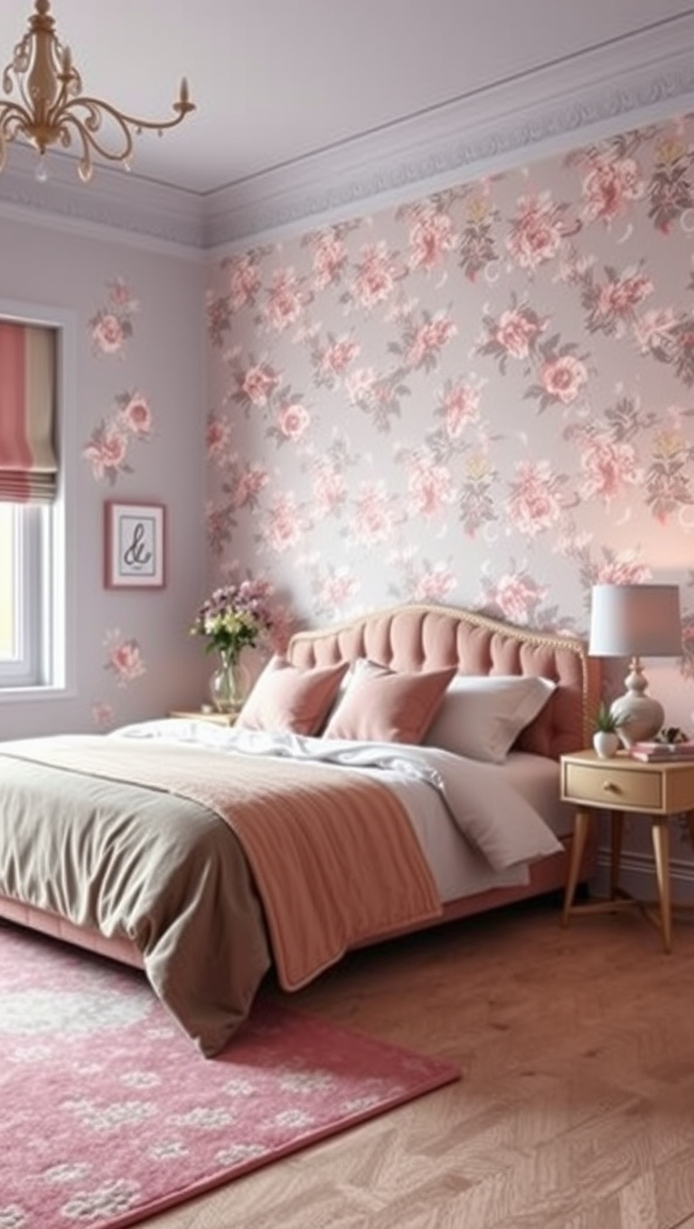 20 Dreamy Ideas for Pastel Color Bedrooms - 16. Pastel Wallpaper: Bold Statements with Subtle Colors