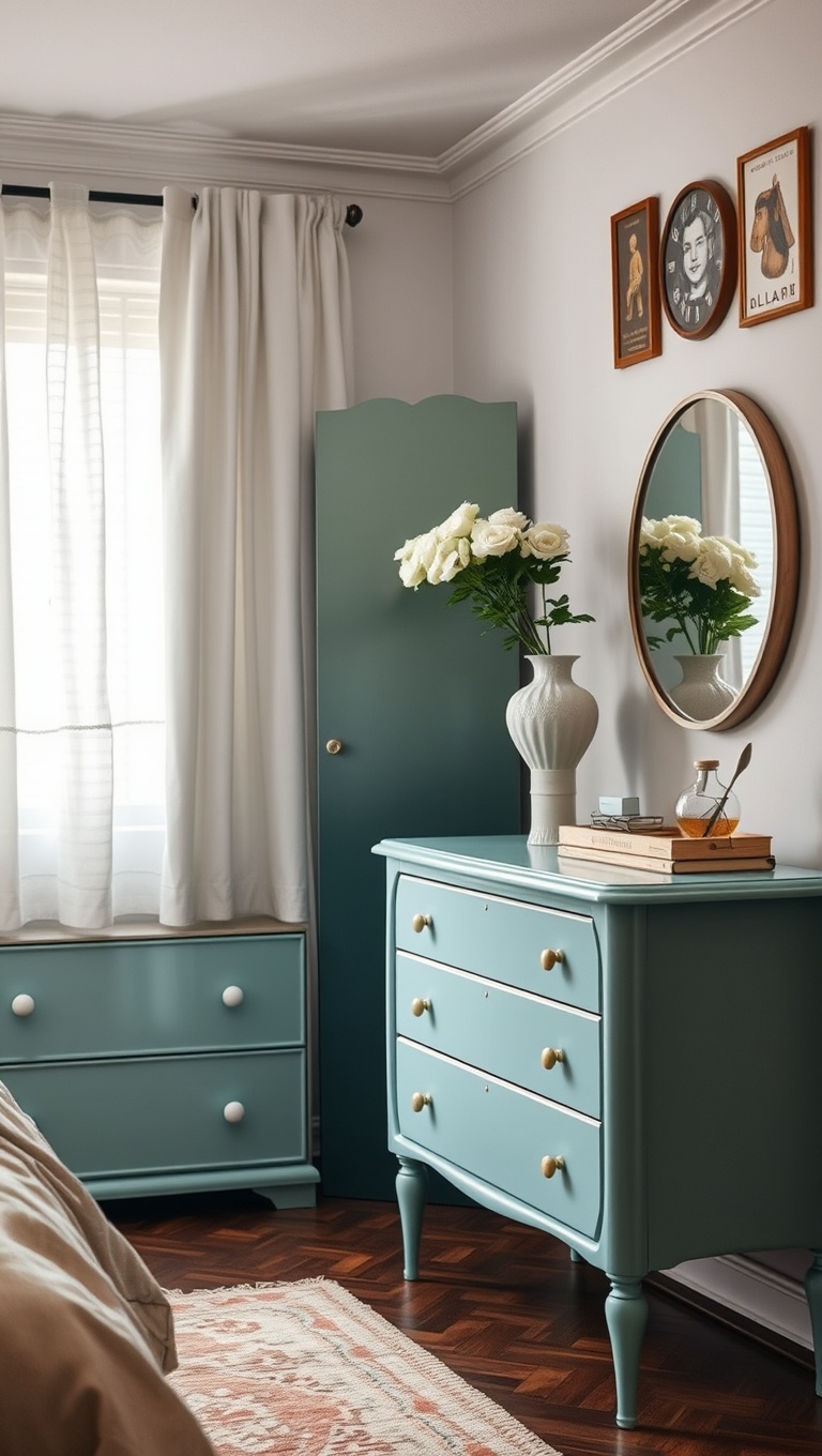 20 Fun Ideas to Create a Retro Style Bedroom - 13. Vintage Dressers: Chic and Functional