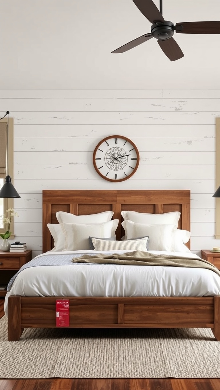 20 Charming Ideas to Create Your Rustic Farmhouse Bedroom - 10. Install a Shiplap Accent Wall