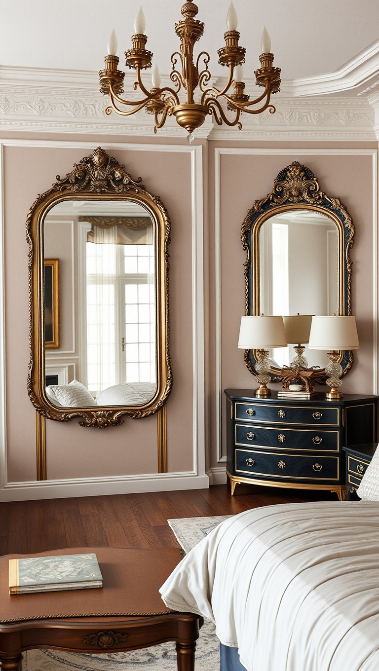 20 Timeless Ideas for a Classic Bedroom Makeover - 8. Use Elegant Mirrors to Open Up Space
