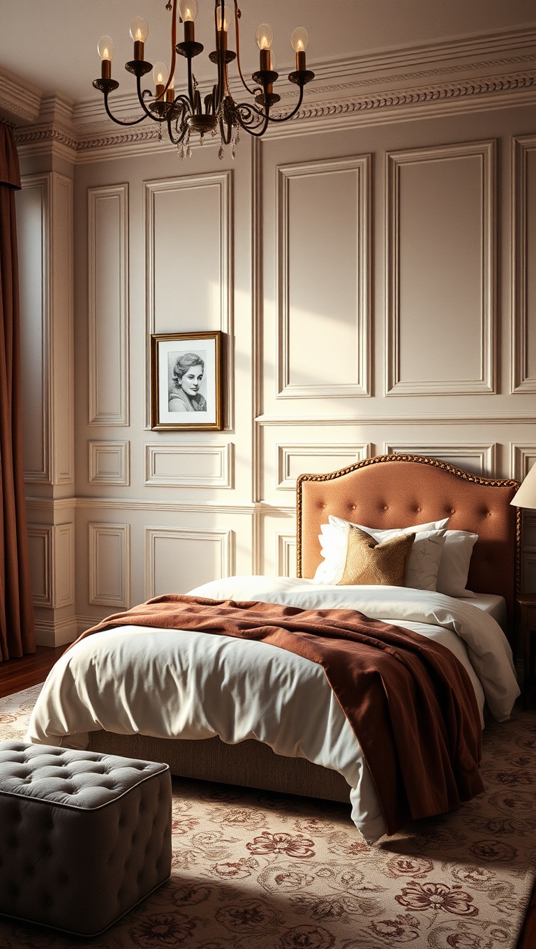 20 Timeless Ideas for a Classic Bedroom Makeover - 7. Create a Feature Wall with Wainscoting