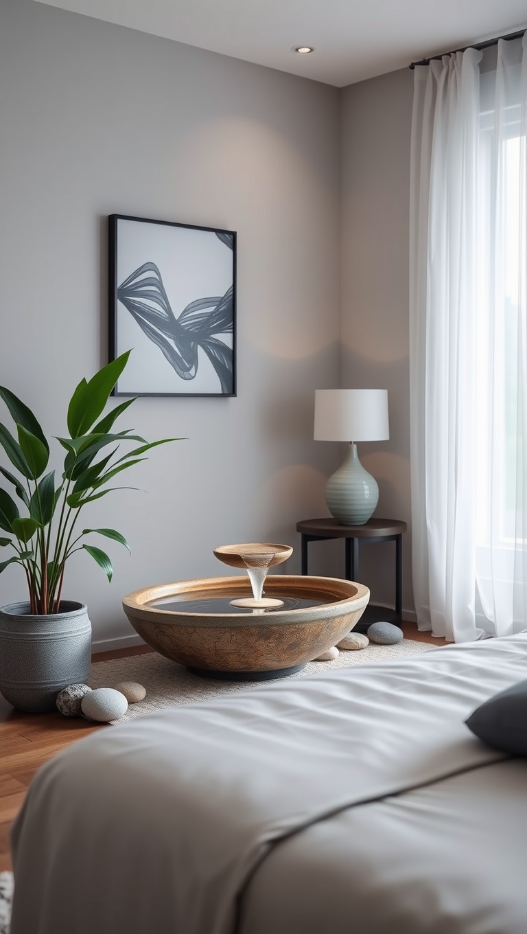 20 Soothing Ideas for Your Perfect Zen Bedroom - 10. Install a Zen Water Fountain