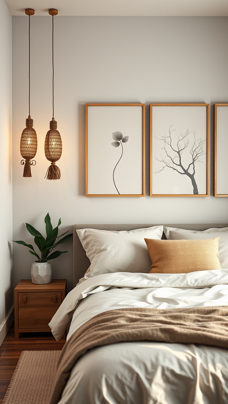 20 Soothing Ideas for Your Perfect Zen Bedroom - 6. Hang Soothing Artwork