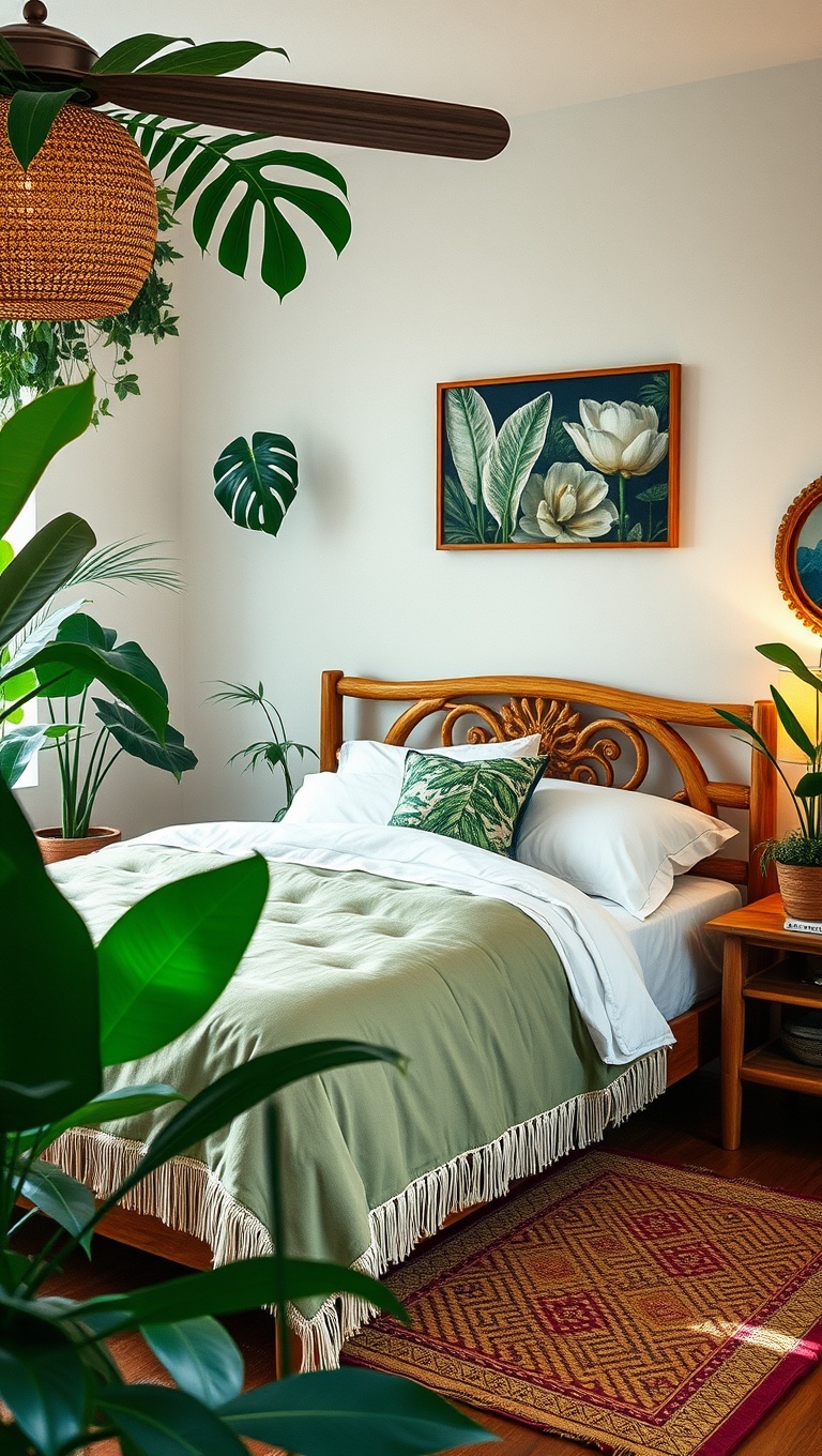 20 Tropical Bohemian Bedroom Ideas That Will Make You Feel Like You're on a Permanent Vacation! - 5. Incorporate Indoor Plants for a Lush Feel