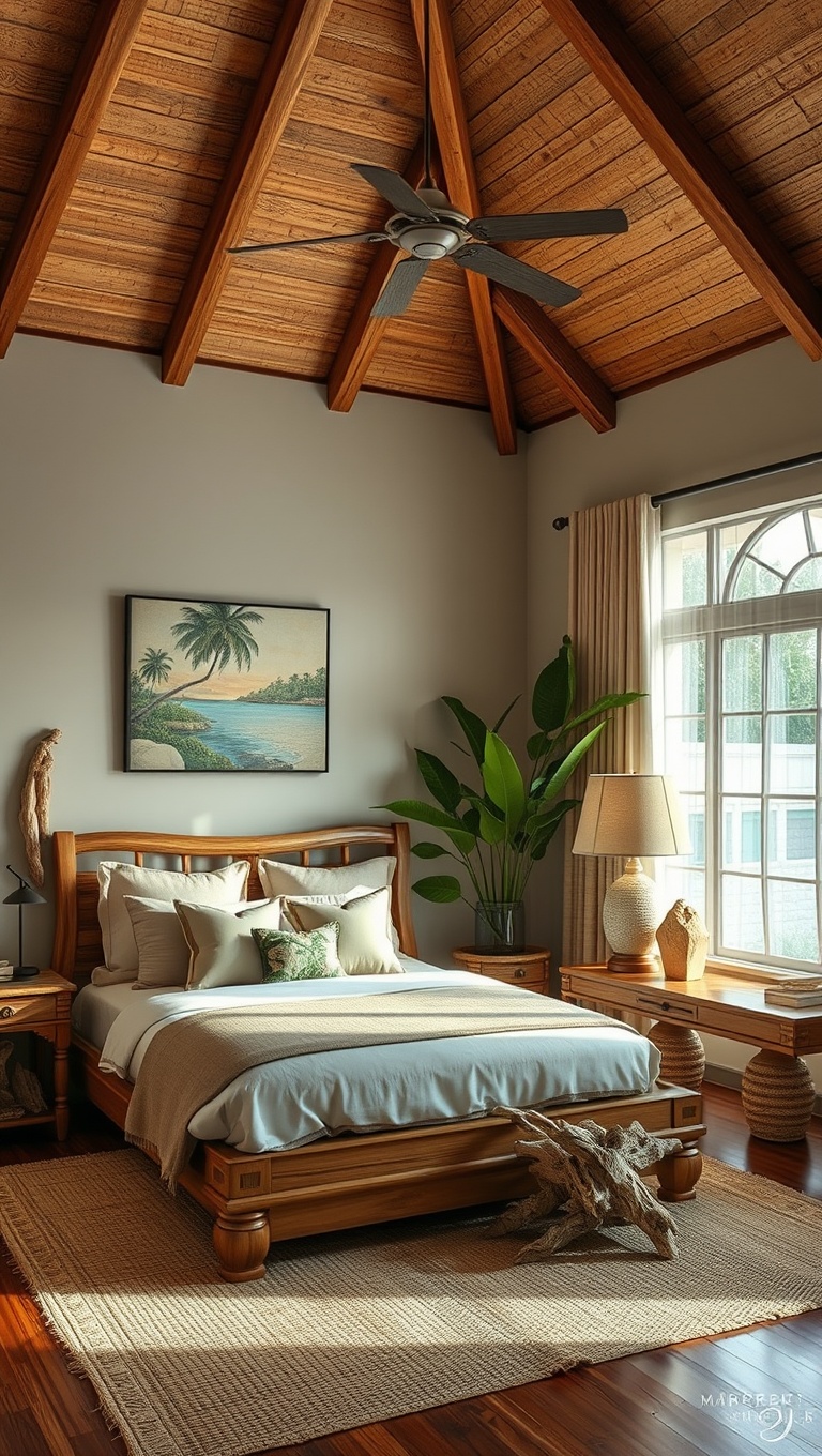 20 Tropical Paradise Bedroom Ideas to Bring the Beach Home - 14. Driftwood Decorations: Nature's Touch