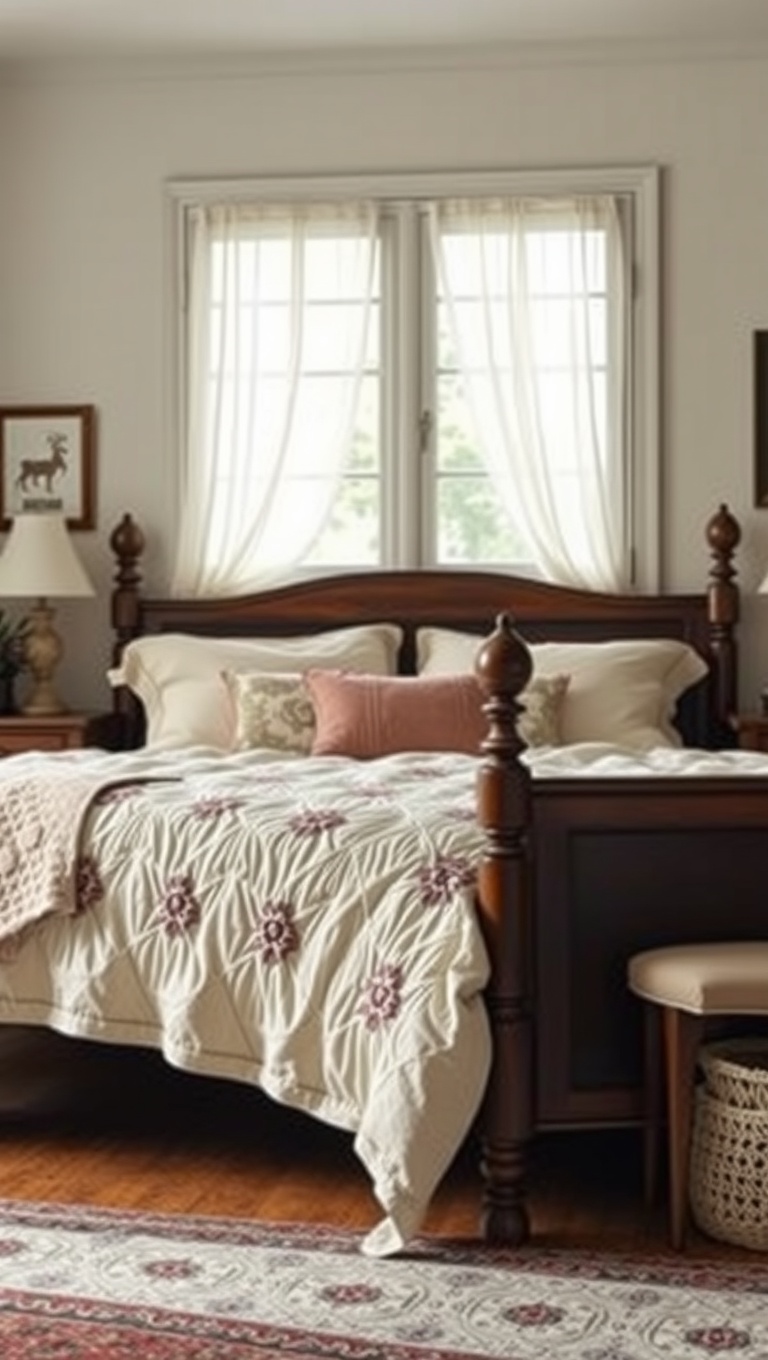 20 Charming Ideas for Vintage Style Bedrooms - 3. Vintage Linens: Quilt Your Way to Comfort
