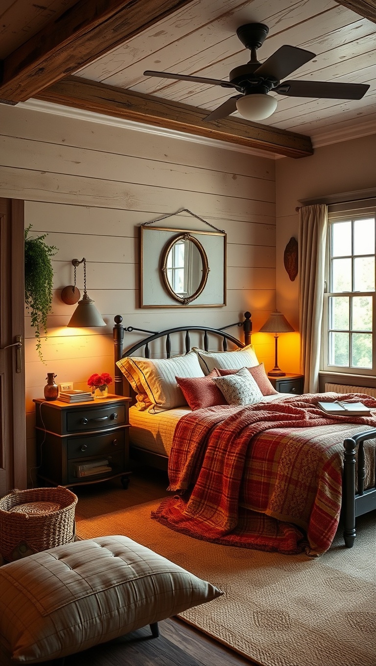 20 Charming Ideas for Vintage Style Bedrooms - 13. Farmhouse Style: Cozy Meets Vintage Charm