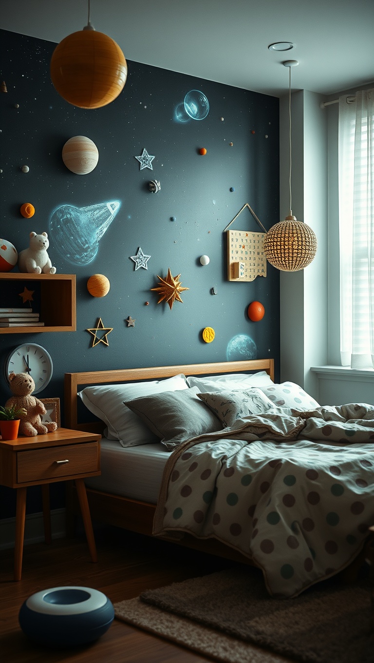 20 Whimsical Ideas to Transform Your Child's Bedroom into a Magical Retreat - 3. Outer Space Exploration: Blast Off with Galactic Decor