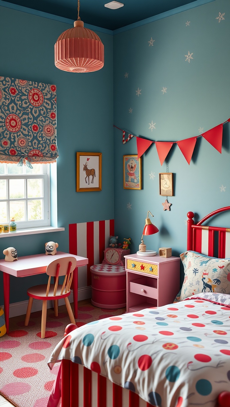 20 Whimsical Ideas to Transform Your Child's Bedroom into a Magical Retreat - 6. Vintage Circus Vibes: Bright Colors and Fun Patterns