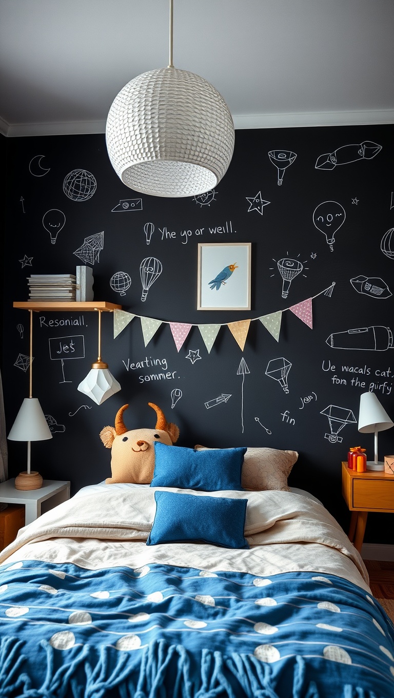 20 Whimsical Ideas to Transform Your Child's Bedroom into a Magical Retreat - 20. Interactive Décor: Chalkboard Walls for Endless Fun