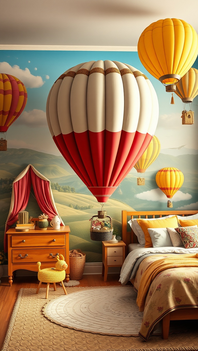 20 Whimsical Ideas to Transform Your Child's Bedroom into a Magical Retreat - 9. Hot Air Balloon Wonders: Soar to New Heights