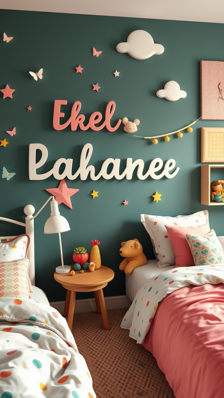 20 Whimsical Ideas to Transform Your Child's Bedroom into a Magical Retreat - 13. Personalized Name Wall: Make It Uniquely Theirs